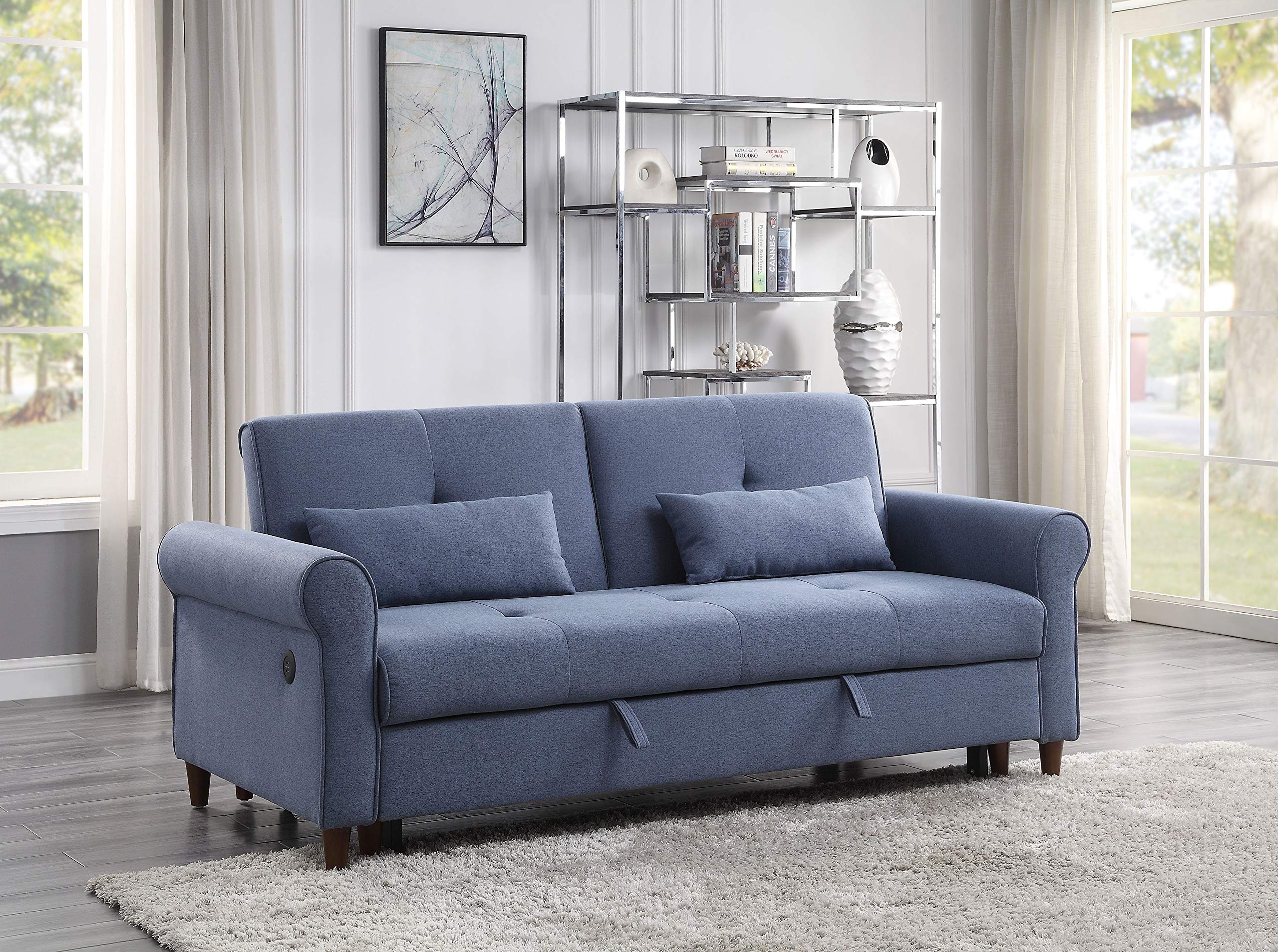 Acme Nichelle Sleeper Sofa in Blue Fabric